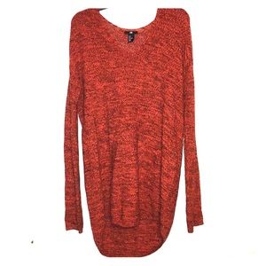 H&M burnt orange/black oversized knit swea…